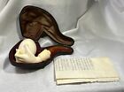 New ListingLady Hand Holds Egg Pipe Block Meerschaum w/ Case Antique