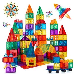 Magna Tiles Clear Colors Magnetic Building Toy Magnet Blocks Kids 3D Set 100 Pcs