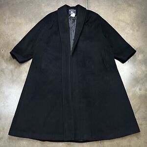 Burberrys Vintage 80s 90s Women's Black Cashmere Wool Long Trench Coat Size XL