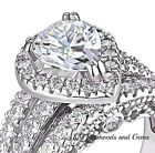 Diamond Wedding Set 14K White Gold Brilliant Pear Engagement Bridal Rings