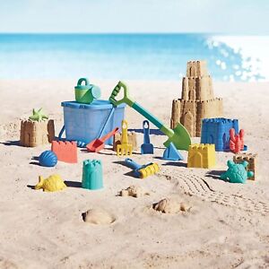 Member's Mark 18 Piece Giant Castle Sand Playset w Box Storage Beach Toys Molds