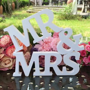 Mr and Mrs Wedding Wooden Sign Wood Letters Decor Table Top Standing Party Props