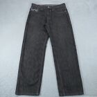 Ecko UNLTD Jeans 34x32 Baggy Black Y2K Skater Grunge Goth Wide Leg Embroidered