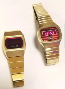 Vintage LED Bulova #6, Phassar 2000 Lot Of Two Working Watches