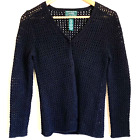 Ralph Lauren Hand Knit Cardigan Sweater Womens SP Black Vintage Open Weave