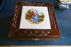 Vintage Wood Jewelry Box Colonial Dress Couple Graphic 6