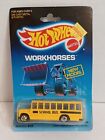 School Bus Yellow Hot Wheels 1989 Workhorses Series #1795 NIP Diecast 1:64