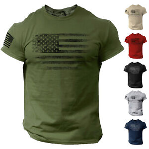 USA Distressed Flag Men T Shirt Patriotic American Tee S - 2XL