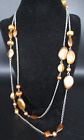 Silver Tone Acrylic Faux Amber Bead Necklace Funky Chunky Statement 24