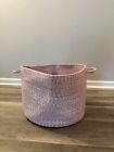 Crate and Barrel, pink & white, Knit Blanket Basket