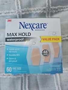 Nexcare Max Hold Waterproof Family Size Bandages 60 ct NEW 48 Hour Hold