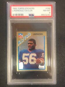 Lawrence Taylor Rookie RC PSA 8 1982 Topps Sticker Football Graded Card #144