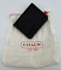 COACH Black Leather Wallet Card/License Case Double ID Bifold Holder F60081 NWT