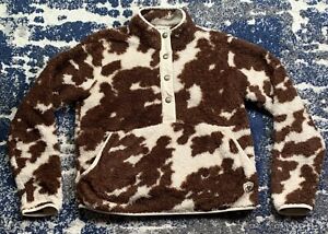 Ariat Womens Small Berber Snap Cow Print AOP Long Sleeve Pullover Sweater