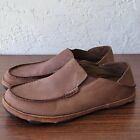 Olukai Moloa Men's Brown Leather Slip On Loafer Shoes Waxed Nubuck Leather 10