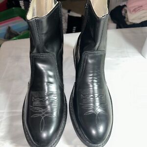 Men’s Black Leather Calf Cowboy Boots, Size 11D