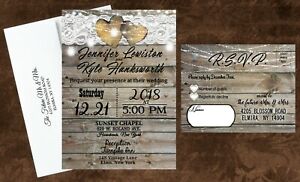 Wedding Invitations with RSVP Rustic Theme Invites Country QTY 42