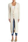 🤍 FREE PEOPLE Ivory White Clearwater Long Knit Duster Sweater Cardigan M 8/10