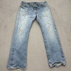Levis 501 Jeans Mens 33x30 Blue Denim Distressed Button Fly Light Wash Cotton