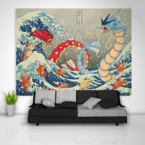 Japanese Gyarados Tapestry Art Wall Hanging Table Cover Posterr Home Decor USA
