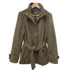 Nicole Miller Wool Blend Belted Lined Trench Coat Forest Green M Fits Like S