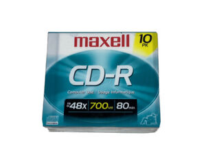 Maxell CD-R 10pk 700MB 80 Min Data Music Photos Blank Media Discs 10 pack