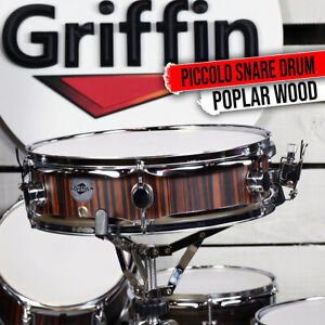 GRIFFIN Piccolo Snare Drum - 13 x 3.5 Black Hickory Poplar Wood Shell Percussion