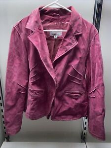 Women's Wilsons Leather Maxima Rose Pink Leather Button-up Blazer Size XL
