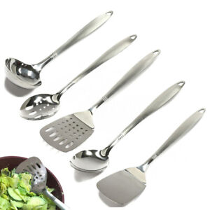 5 Stainless Steel Cooking Utensil Set Serving Tools Server Spatula Spoon Kitchen