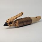 Vintage Hand Carved Wood Bird Log Whistle Switzerland Two Notes Movable Mouth 7