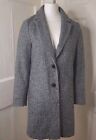 Primark Peacoat Sz 10 Black White Houndstooth Mid Length Lined