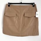 And Now This Trendy Womens Plus Size 1X Faux Leather Cargo Mini Skirt In Tan