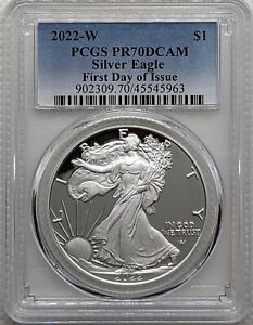 2022 W Proof Silver Eagle PCGS PR70 DCAM First Day of Issue FDOI - Issues
