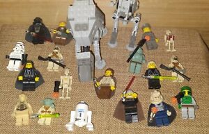 20 Lego Star Wars Minifig Lot Vader Luke Palpatine Boba Fett C3PO At-st &at Yoda