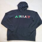 Ariat Hoodie Size XS Black Mexico Hoodie Embroidered Spellout Logo