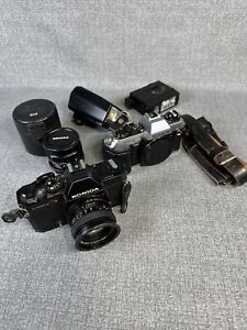 Film Camera Lot Konica Autoreflex T3 Konica FT-1 Motor Konica 28mm Lens