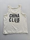 Vintage 1980s China Club Los Angeles White Cotton Single Stitch Tank T-shirt M