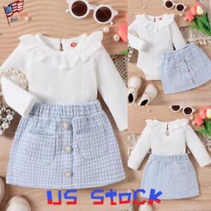 Newborn Baby Girls Party Dress Romper Long Sleeve Tops Clothes Outfits Set