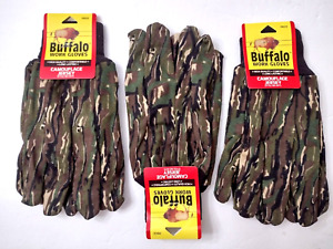 Buffalo Camo Jersey Work Gloves w/ Lining. 55% Ramie & 45% Cotton. 3 Pair Pack.