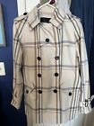 Coach Ivory Plaid Tattersall Short Trench Coat size M