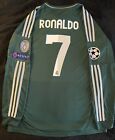 Ronaldo #7 Small Green Long Sleeve Soccer Jersey 2012/2013 Retro S UCL Away