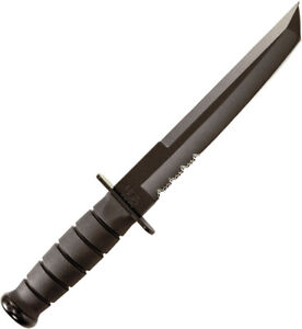 Ka-Bar Tanto Serrated 1095 Cro-van Steel Black Fixed Knife w/ Sheath 1245
