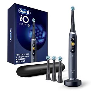 New iO Series 9 Electric Toothbrush with 3 Replacement Brush Heads, Black Onyx