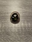Antique Black Onyx Filigreed Gold Filled Mourning Brooch Pin