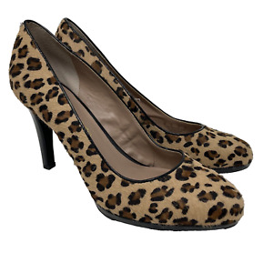 Franco Sarto Darren 2 Leopard Print Calf Hair Almond Toe Pumps Size 8 WIDE