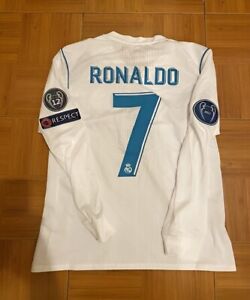 Real Madrid 2017-18 Home Ronaldo #7 Long Sleeve Player Version with UCL