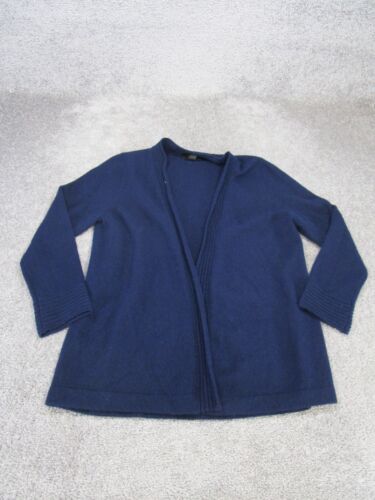 Charter Club Sweater Womens Medium Navy Blue Cashmere Open Cardigan