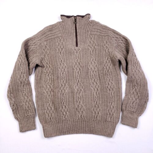 Dale Of Norway Sweater Mens Medium Brown Cable Knit Wool 1/4 Zip Pullover Heavy