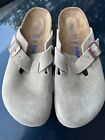 Women’s Birkenstock Boston taupe suede soft footbed clogs size 6 N / 37