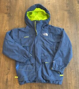 The North Face Full Zip Hyvent Hooded Jacket Boys Medium 10/12 Blue Green Pocket
